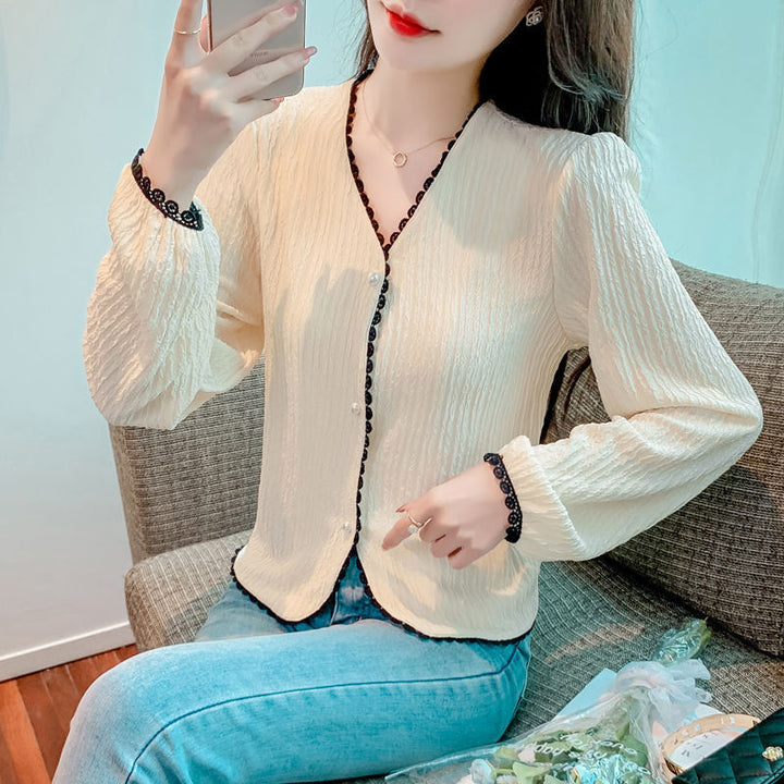 Damen Bluse mit feinen Spitzenakzenten und elegantem Schnitt Drune