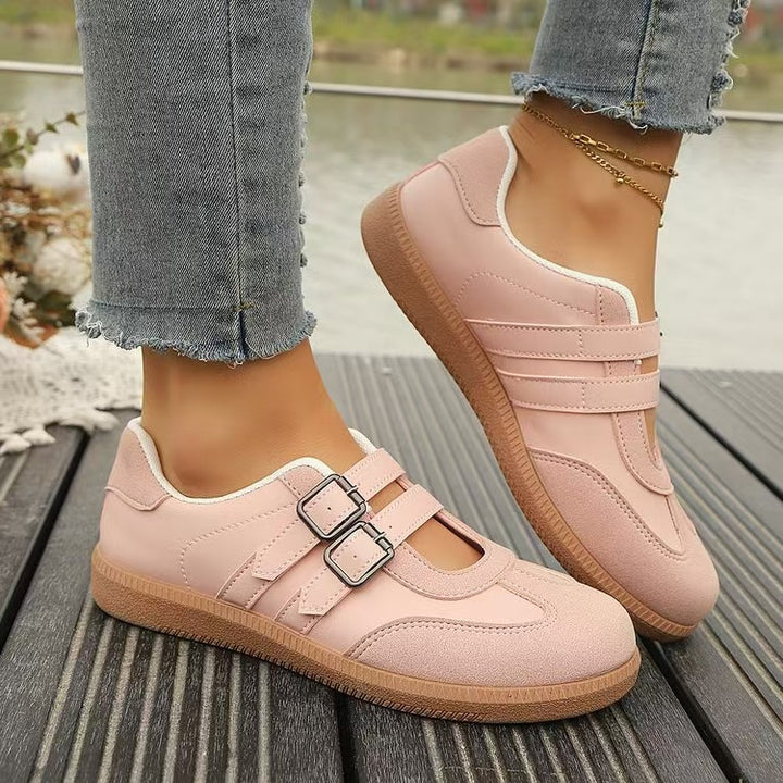 Damen nan Retro-inspirierte Mary-Jane-Sneaker mit doppeltem Schnallenriemen und ergonomischer Gummisohle Drune