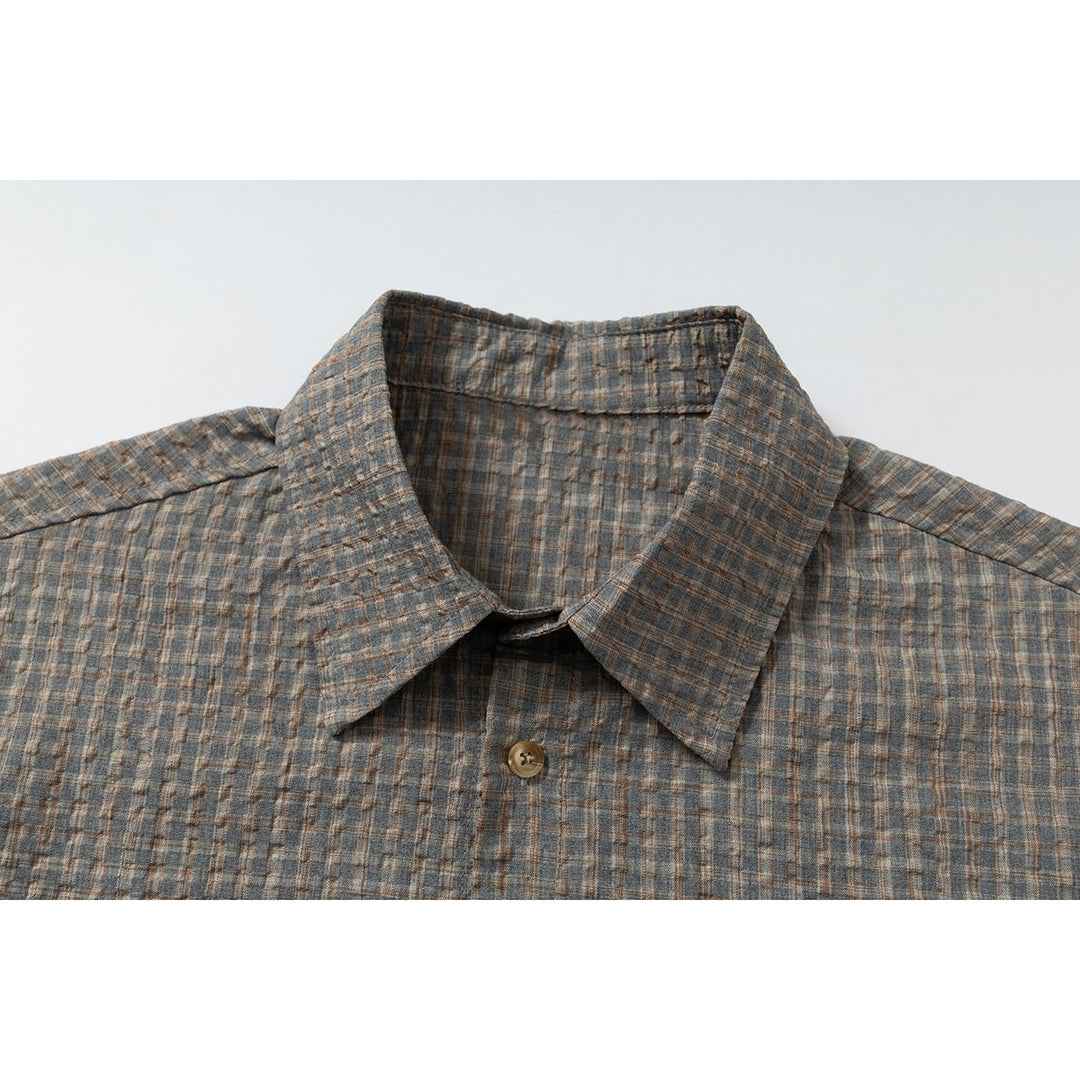 Herren Leichtes Karo-Overshirt aus Baumwollmischung mit geradem Saum und aufgesetzter Brusttasche Drune