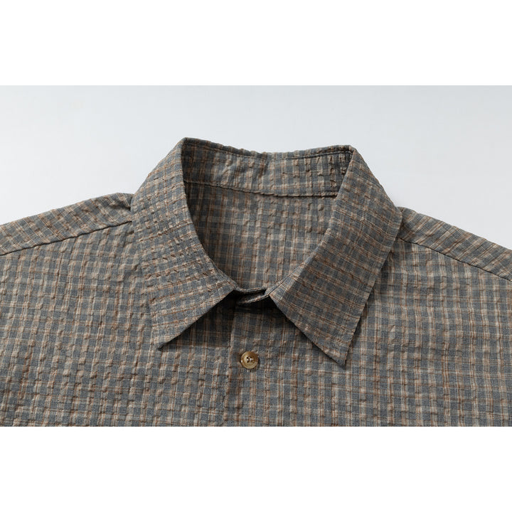 Herren Leichtes Karo-Overshirt aus Baumwollmischung mit geradem Saum und aufgesetzter Brusttasche Drune
