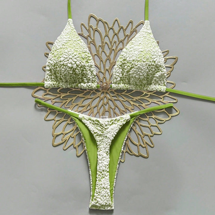 Damen Triangel-Bikini mit strukturierter Häkeloptik Drune