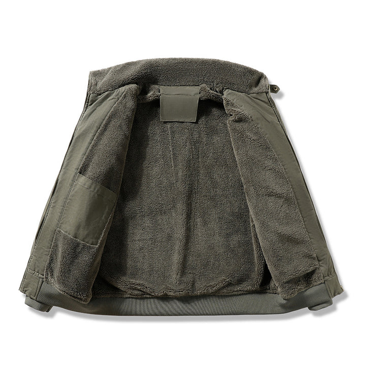Herren  schwere Sherpa-fütterte thermische Flug-Bomberjacke mit Innenpatch-Taschen und gerippten Abschlüssen Drune