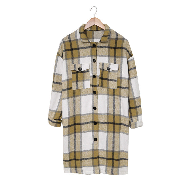 Drune | Strick Lange Lässige Tweed Karo Jacke