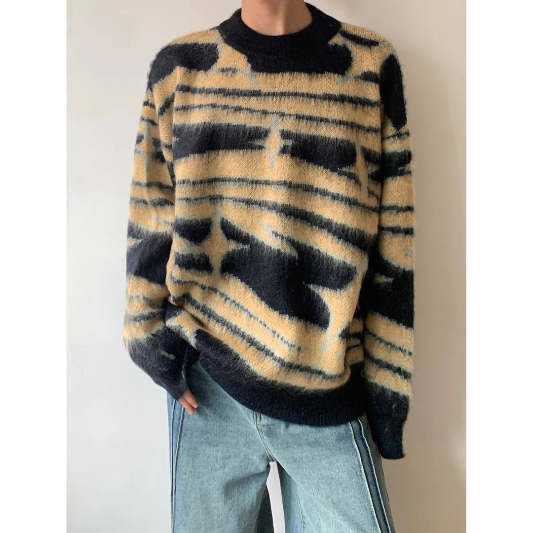 Damen Modischer Grobstrickpullover mit grafischem Muster Drune
