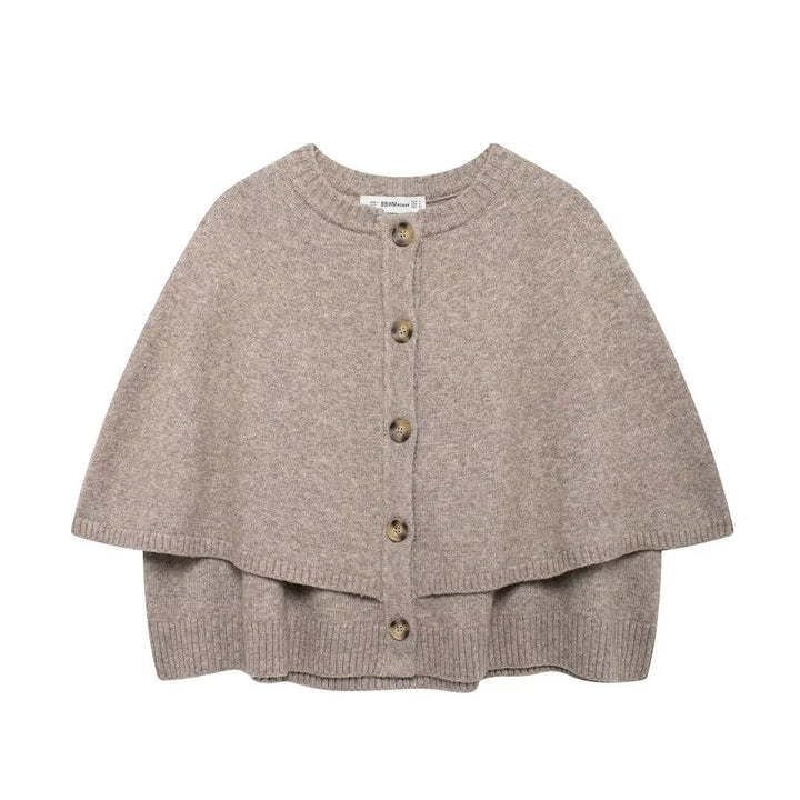 Damen Cape-Cardigan mit Knopfleiste und zweilagigem Umhang Drune