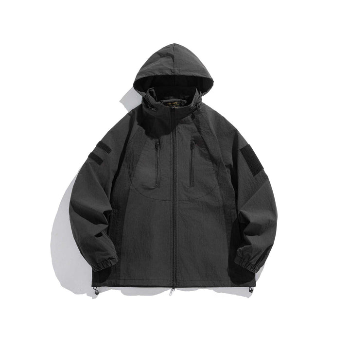 Herren Utility-Kapuzenparka mit verdeckten Reißverschlüssen und Multifunktions-Taschen Drune