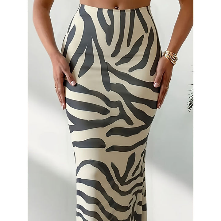 Damen Maxi-Rock mit kreativem Zebra-Muster Drune
