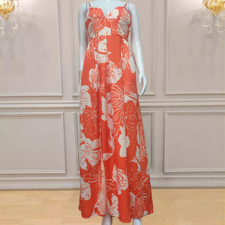 Damen Abendkleid mit aufregendem Beinschlitz und elegantem V-Ausschnitt Drune
