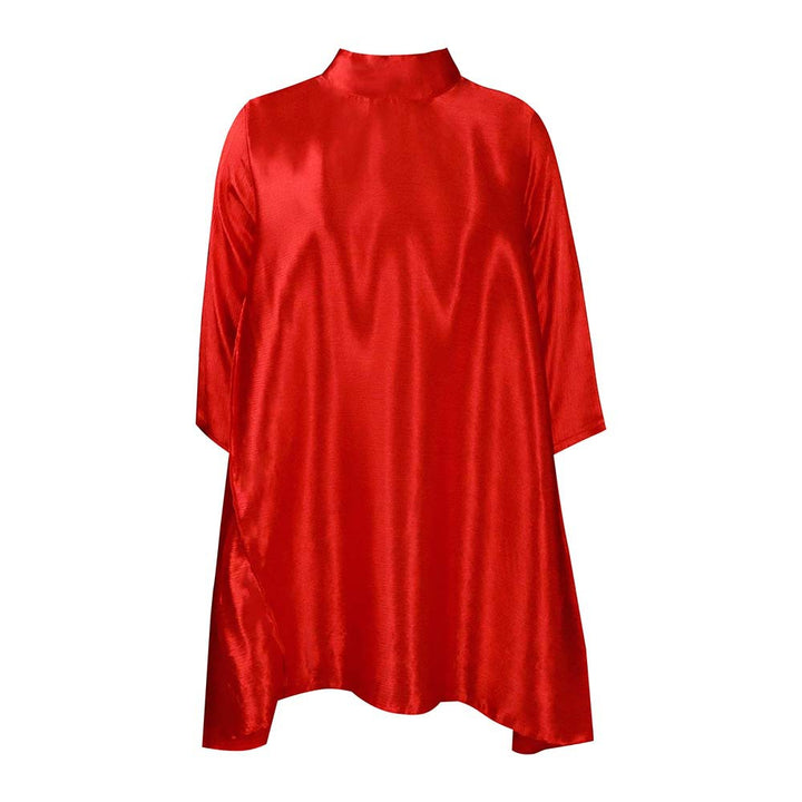 Damen Tunika im eleganten Satin-Look mit hohem Kragen Drune