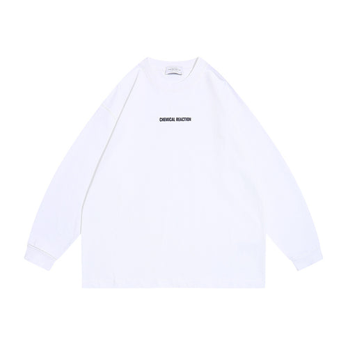 Unisex Oversize-Langarmshirt aus Baumwollmischung mit kleinem Brustprint und gerippten Bündchen Drune