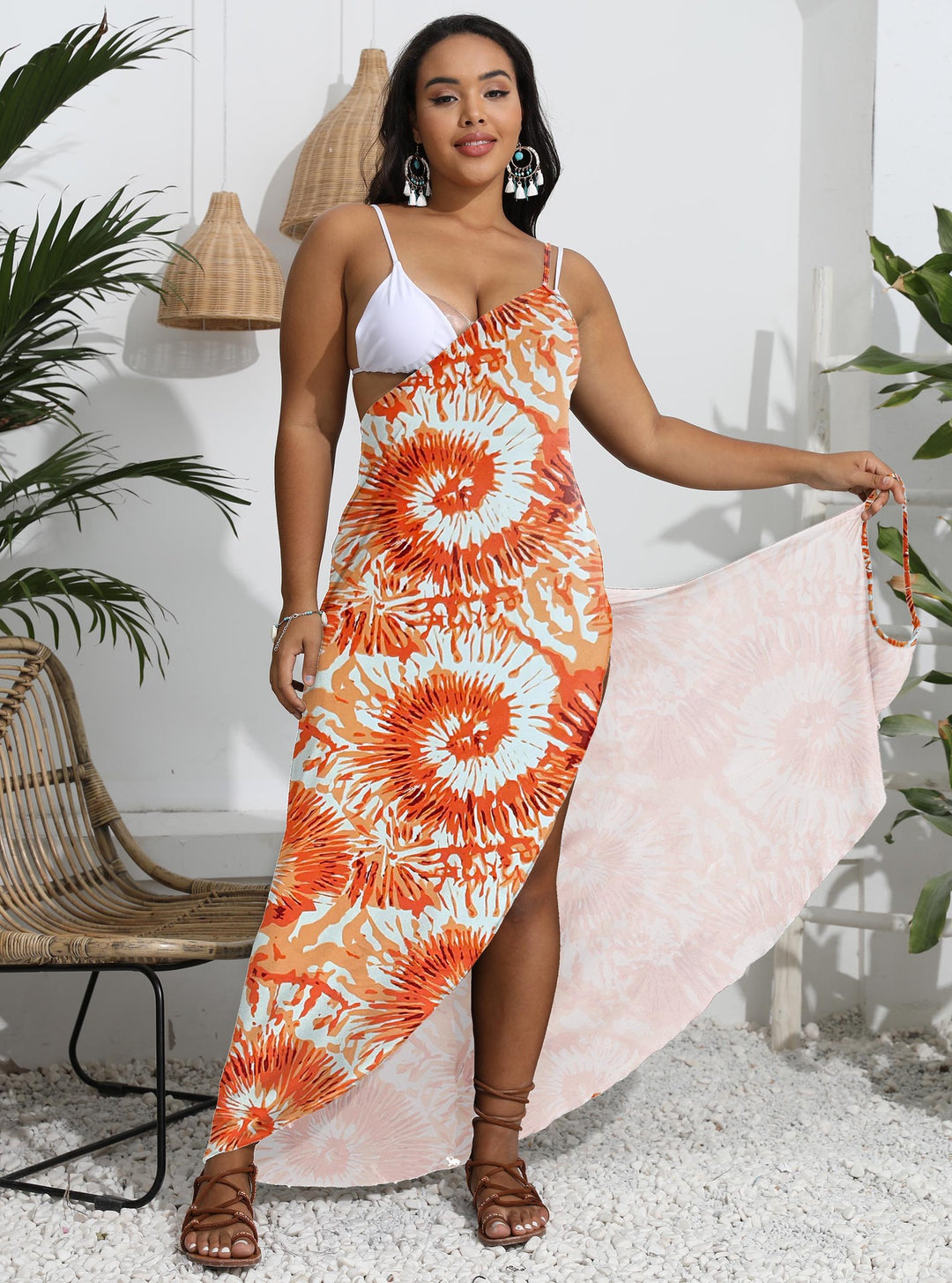 Damen Maxikleid mit asymmetrischem Saum und blumigem Muster Drune