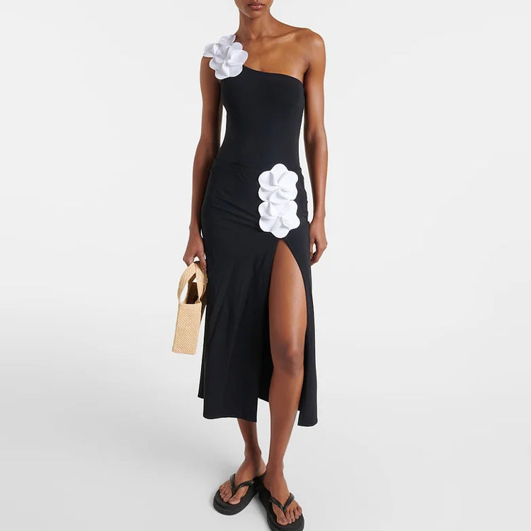 Damen Schwimmanzug mit floralem Oberteil und eleganter Maxi-Rock Drune
