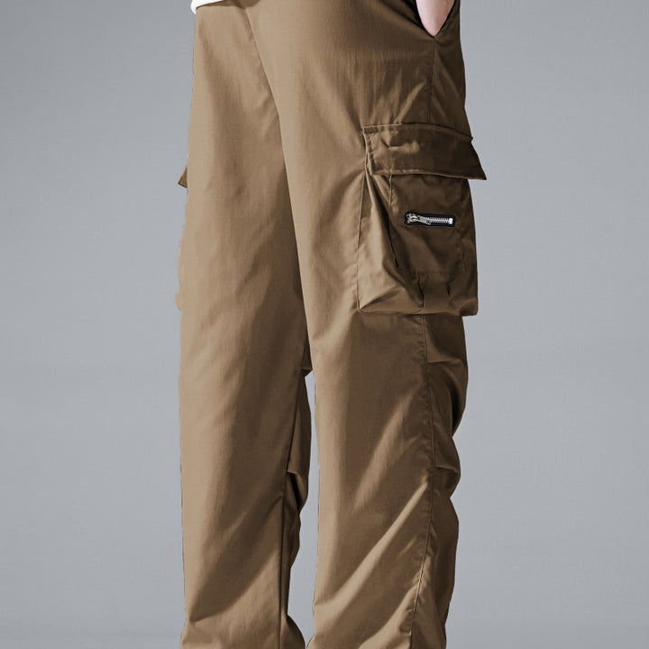 Herren Baggy‑Utility‑Cargohose mit Mehrfachtaschen, verstärkten Knieeinsätzen & Kordelbund Drune