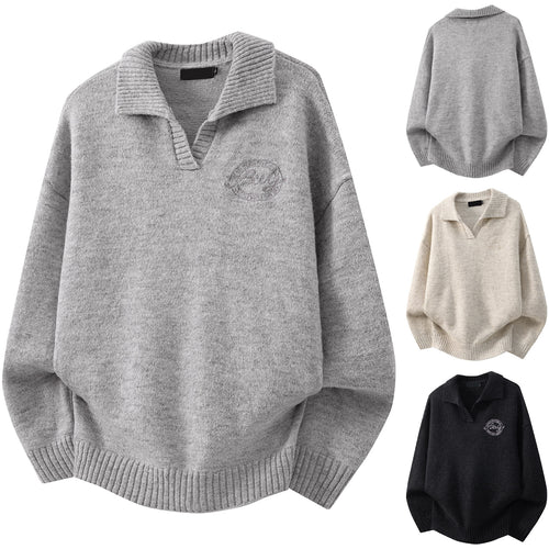 Damen Modischer Grobstrickpullover mit V-Ausschnitt Drune