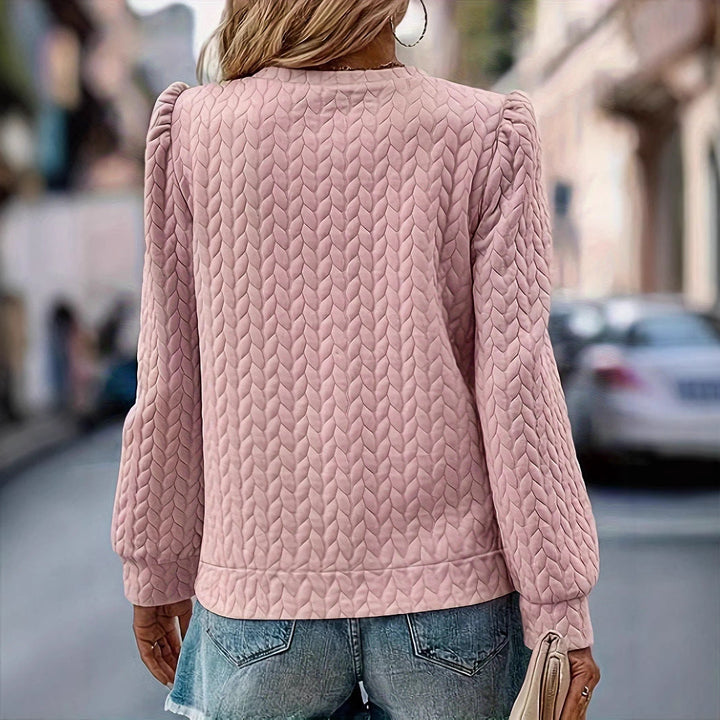 Drune | Rundhals Puff Langarm Strickpullover Sweatshirt