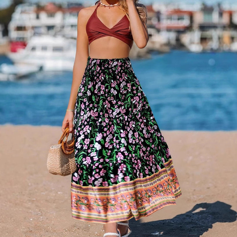 Frauen Bohemian-Stufenrock Midi Drune