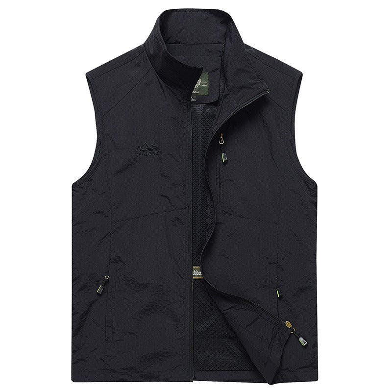 Herren Leichte atmungsaktive Outdoor‑Weste mit Mesh‑Innenfutter und Reißverschlusstaschen Drune