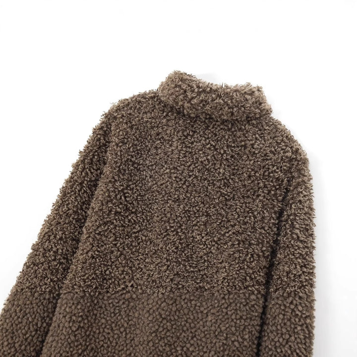 Damen 70+ kuscheliger Teddy‑Mantel mit Reverskragen und weichem Kunstfell Drune