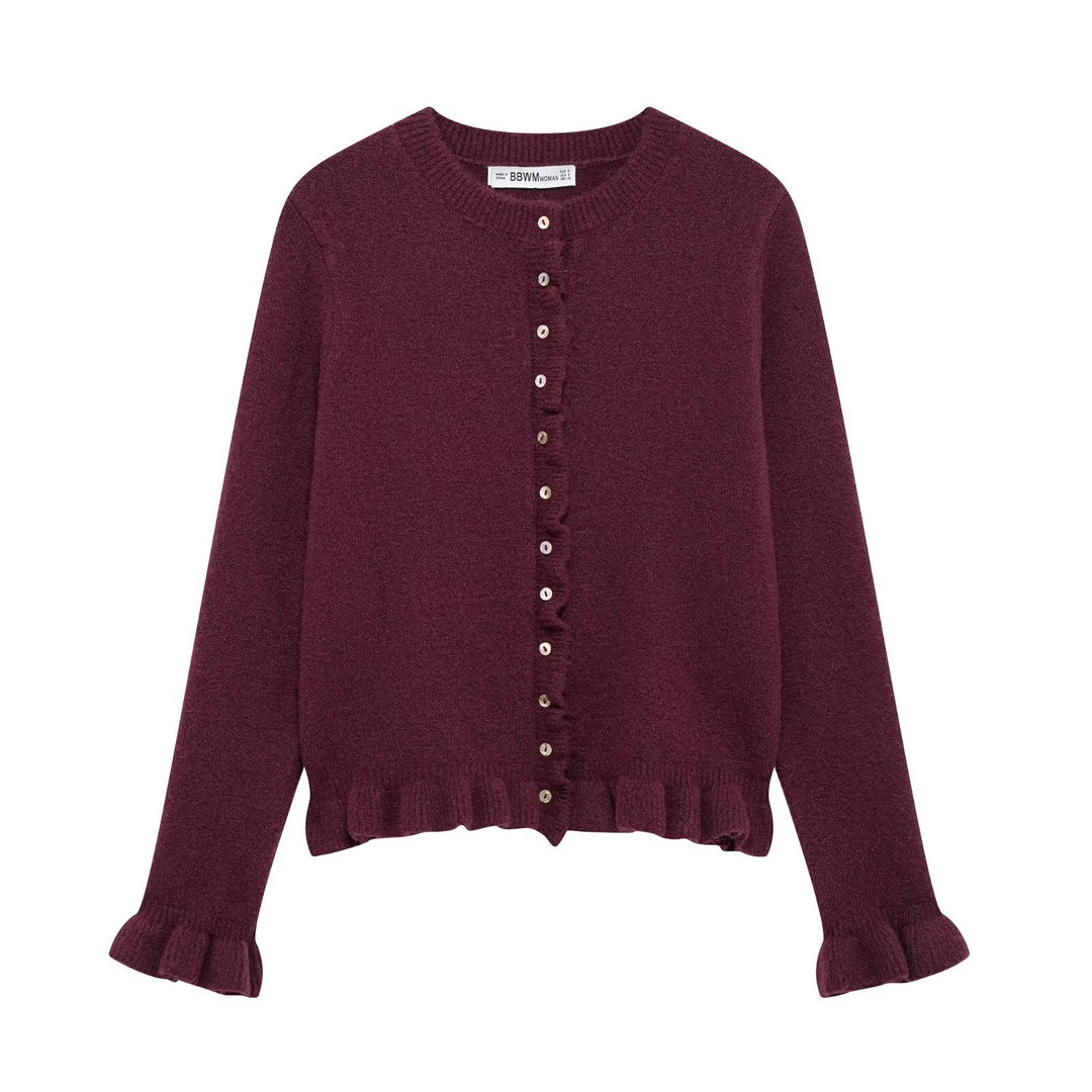 Damen elegante Strickjacke mit dekorativen Knöpfen Drune