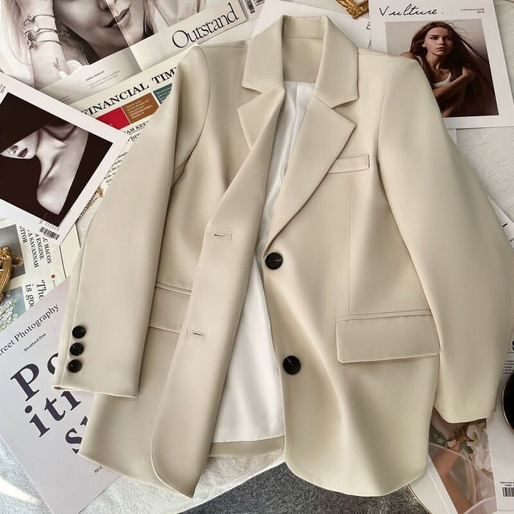 Damen eleganter Blazer mit taillierter Passform und kontrastierenden Knöpfen Drune