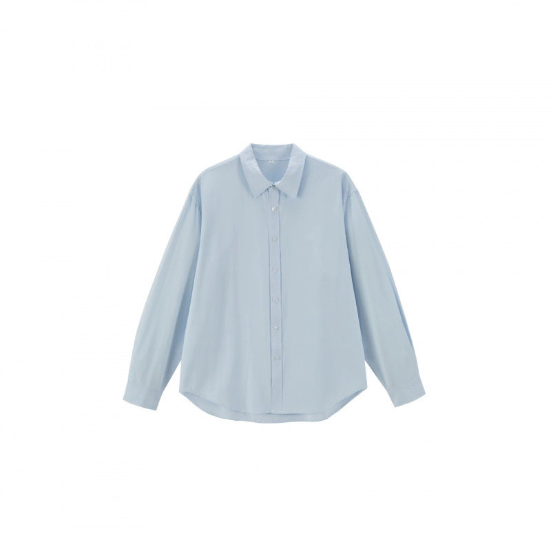 Damen Oversize-Baumwollhemd mit Kentkragen, Raglanärmeln und abgerundetem Saum Drune