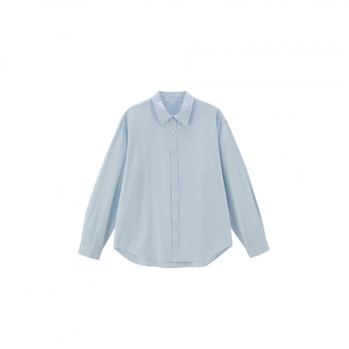 Damen Oversize-Baumwollhemd mit Kentkragen, Raglanärmeln und abgerundetem Saum Drune