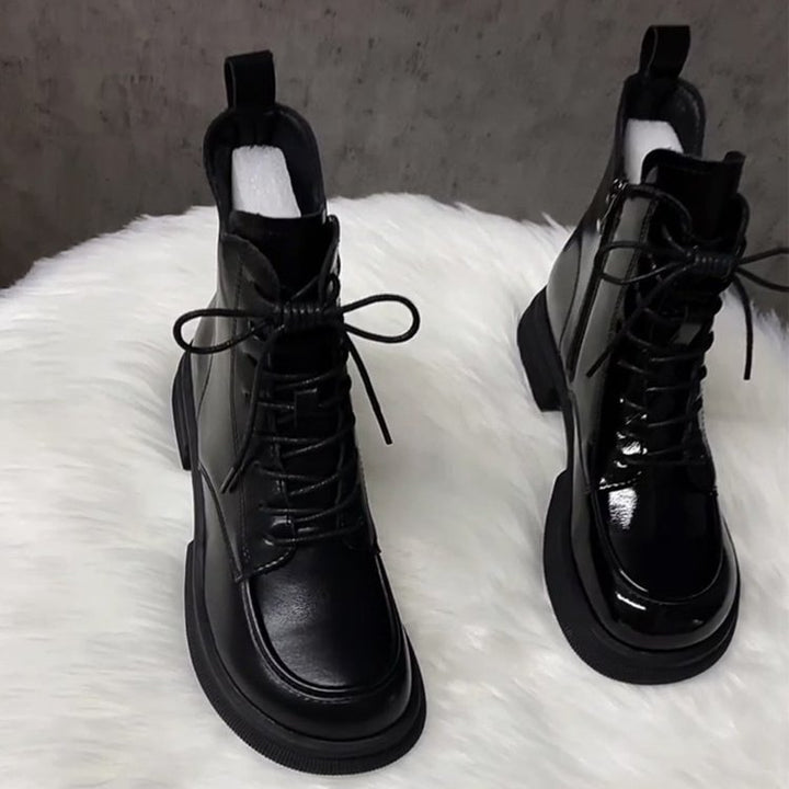 Damen Modische und komfortable Lederstiefeletten Drune