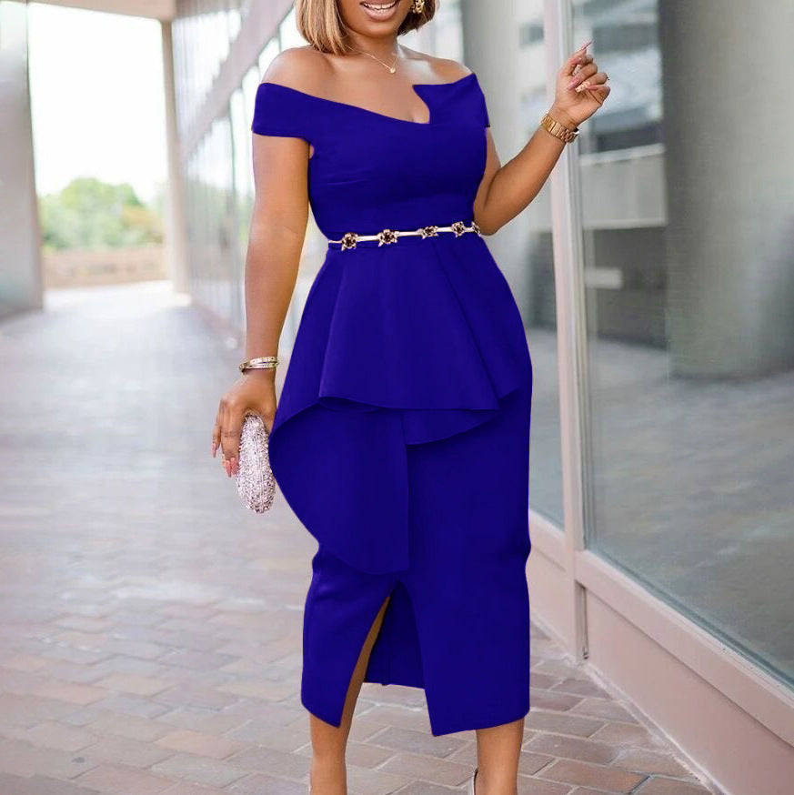Damen Abendkleid mit asymmetrischem Saum und eleganter Drapierung Drune