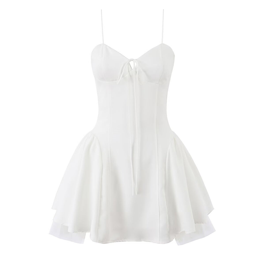 Damen Wickelkleid mit eleganter Schleifenverzierung und voluminösem Rock Drune