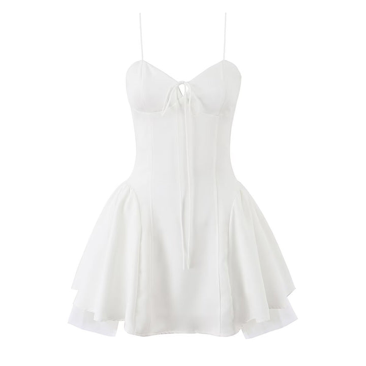 Damen Wickelkleid mit eleganter Schleifenverzierung und voluminösem Rock Drune