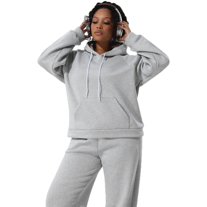 Damen Kuschel-Hoodie im Relax-Fit mit Kontrast-Kordel und Kängurutasche Drune