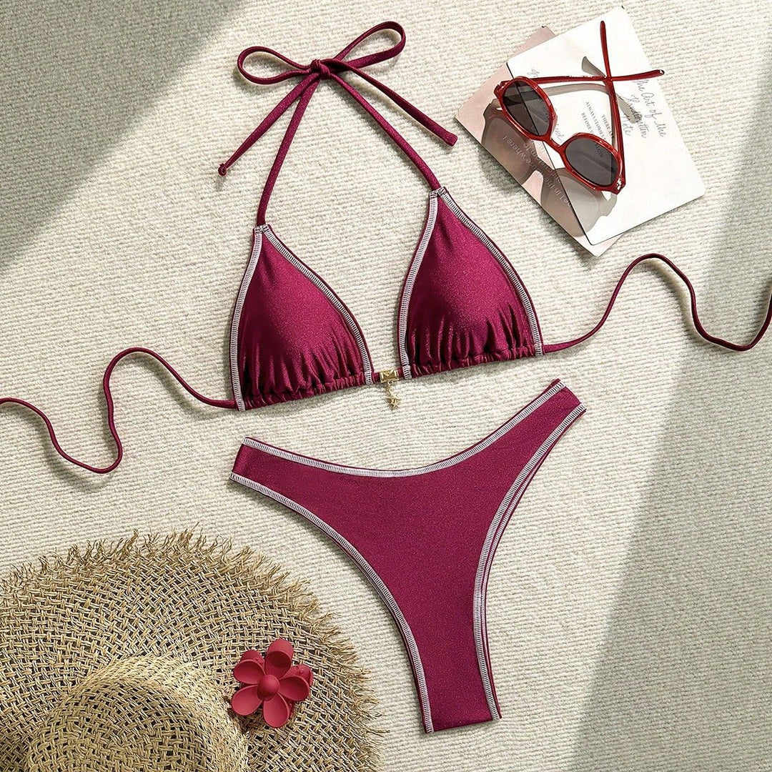 Damen Triangel-Bikini mit feinen Kontrastnähten Drune