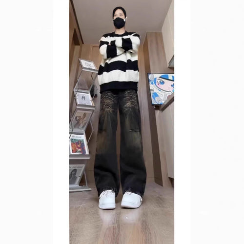 Damen Modische Oversized Jeans Drune