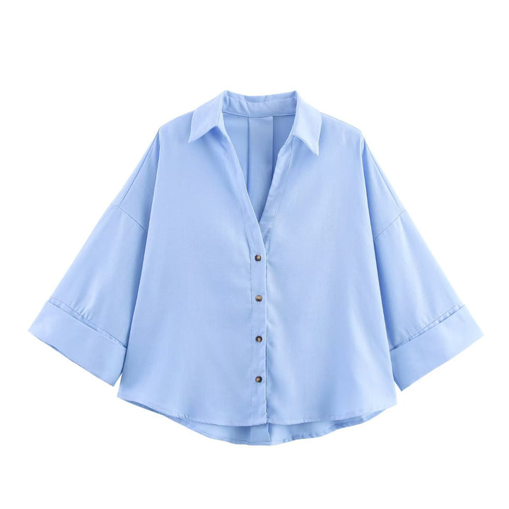 Damen Hemdblusenshirt mit lässigem Schnitt und eleganten 3/4-Ärmeln Drune