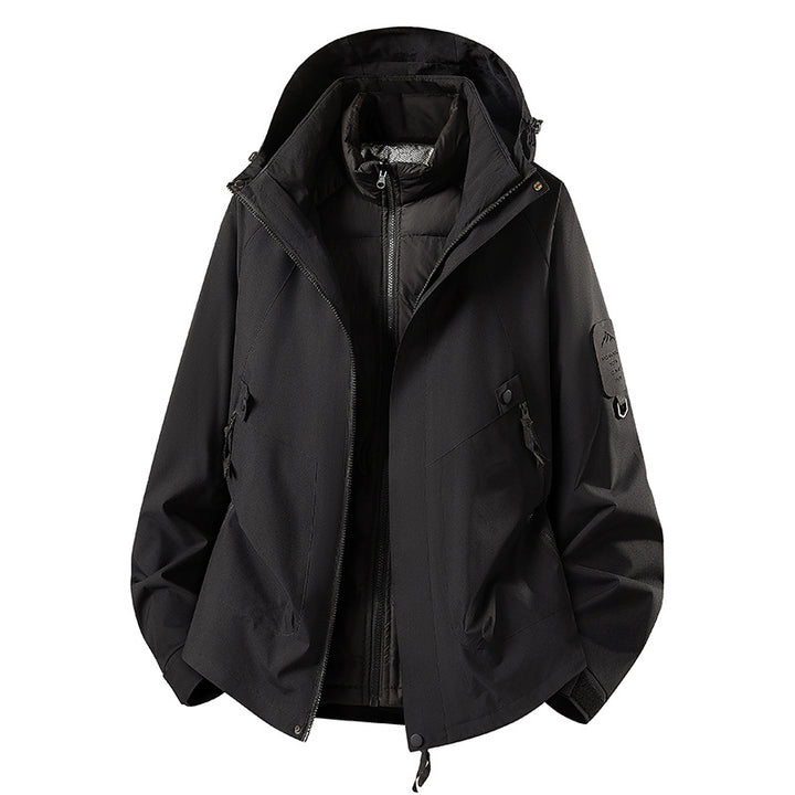 Herren Zwei-in-eins Wetterschutzjacke mit abnehmbarer Steppweste und verstellbarer Kapuze Drune