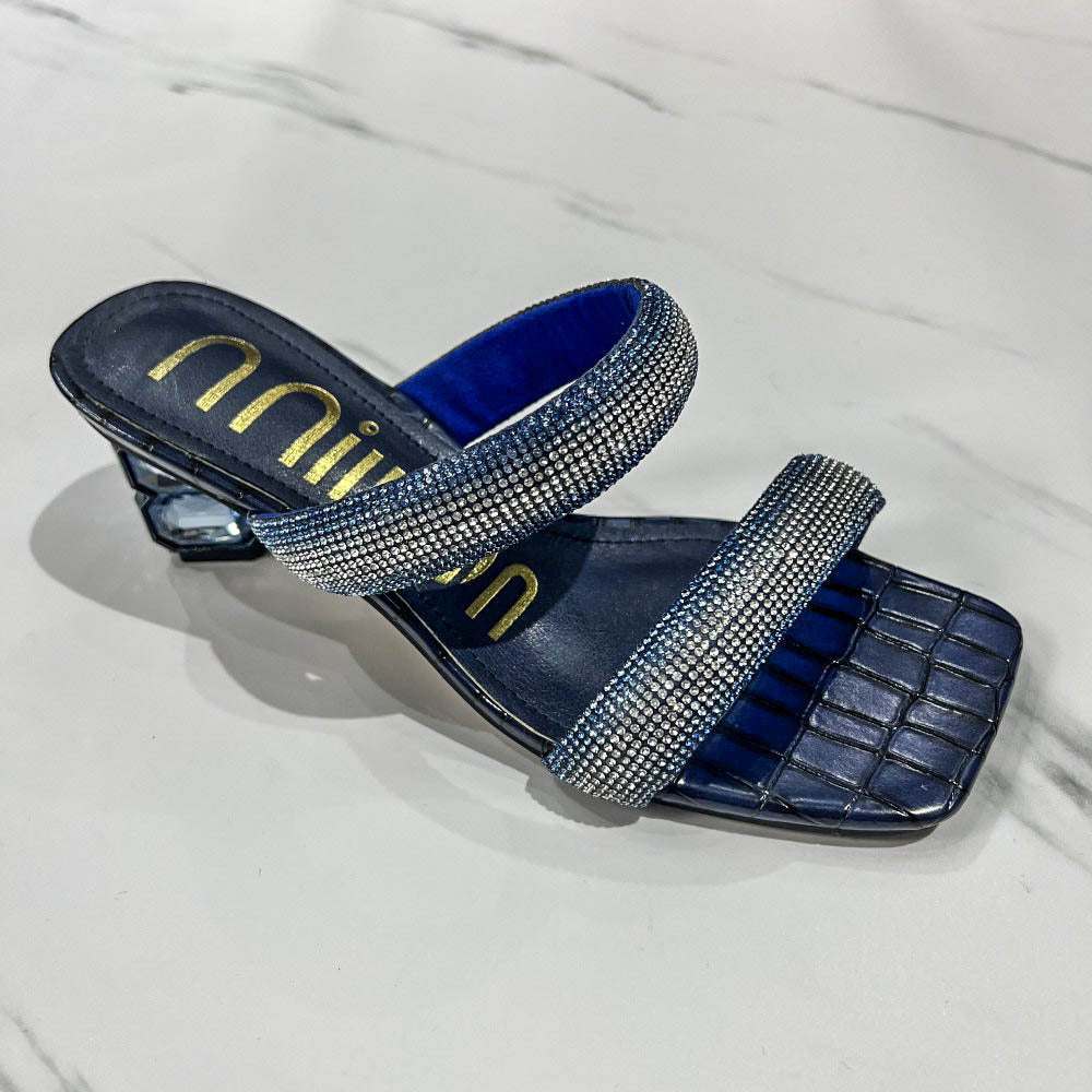 Damen Glamouröse Sandalen mit funkelnden Riemen und einzigartigem Blockabsatz Drune