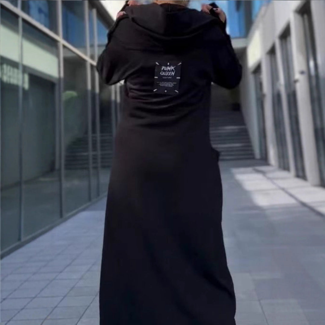 Damen Urbanes Kapuzenkleid mit praktischen Taschen Drune