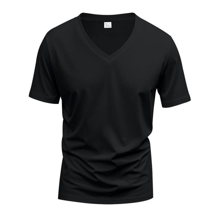 Herren V-Ausschnitt T-Shirt aus atmungsaktivem Baumwollmix mit modernem Schnitt Drune