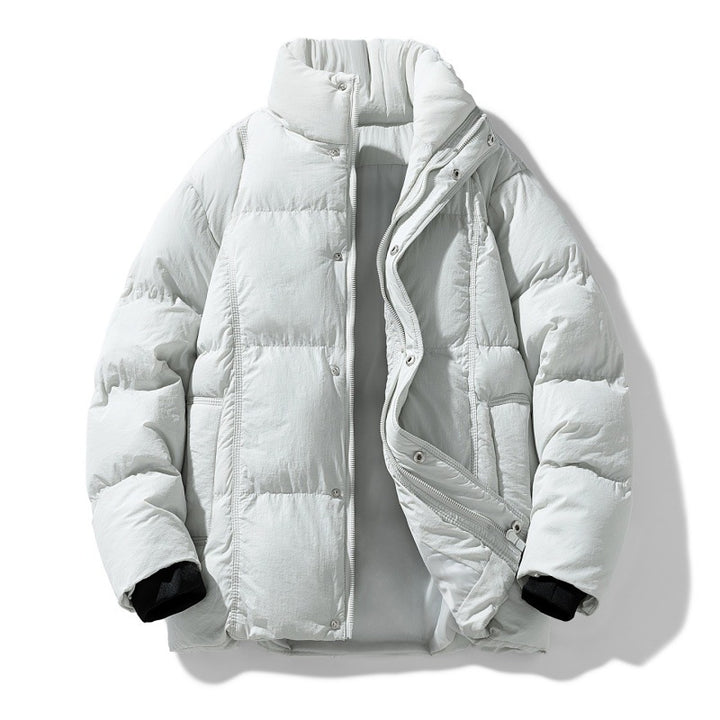 Herren gesteppte Thermoisolierte Winterjacke mit hohem Stehkragen und verdeckter Druckknopfleiste Drune