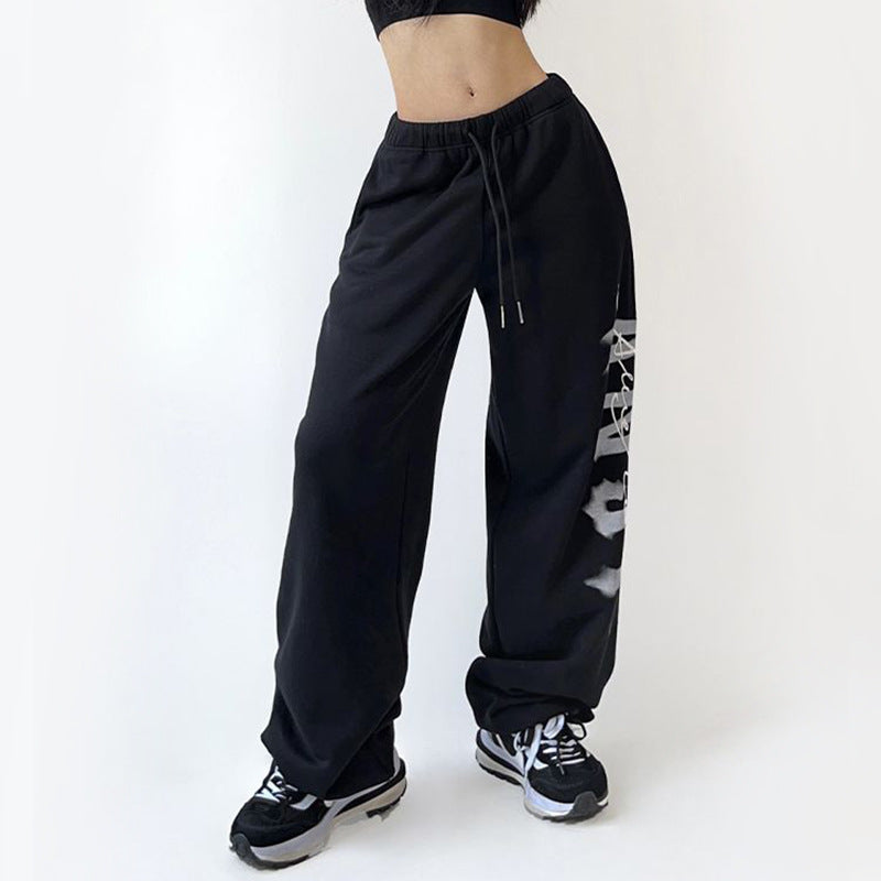 Damen Lässige Freizeithose mit modischem Schriftzug Drune