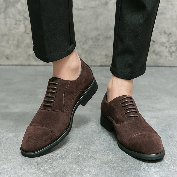 Herren elegante Veloursleder Oxford-Halbschuhe mit Kaptoefen-Detail, gepolstertem Komfortfußbett und rutschfester Gummisohle Drune