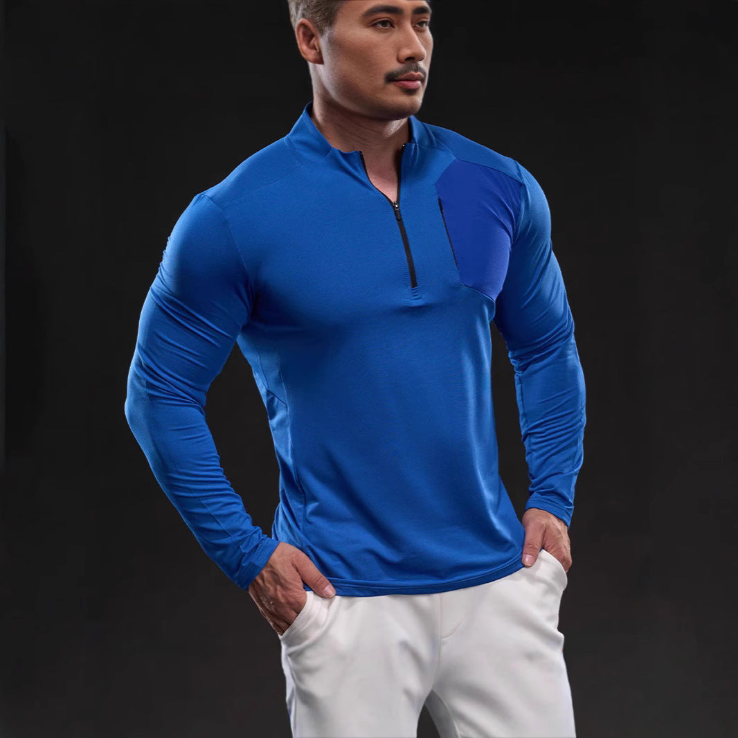 Herren Atmungsaktives Funktions-Langarmshirt mit kurzem Reißverschluss und Slim‑Fit Drune