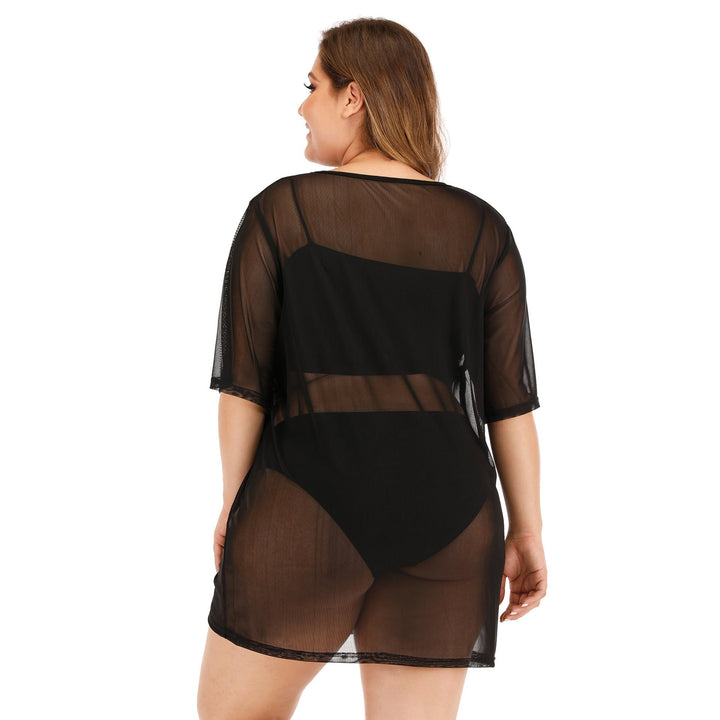 Damen transparenter Strandüberwurf mit weitem Schnitt Drune