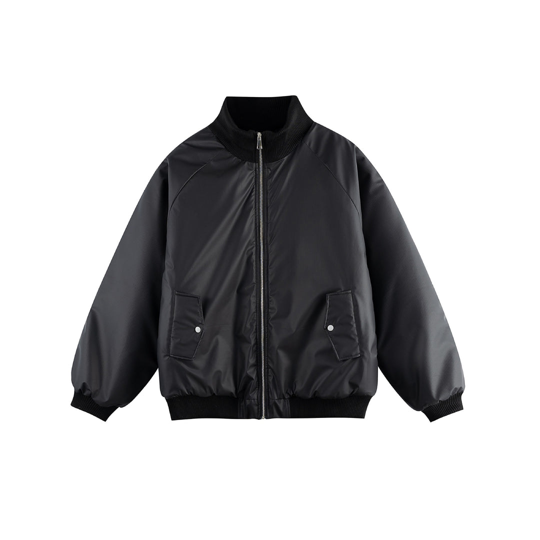 Damen Oversize Bomberjacke Drune mit Stehkragen, wattierter Fütterung und Pattentaschen