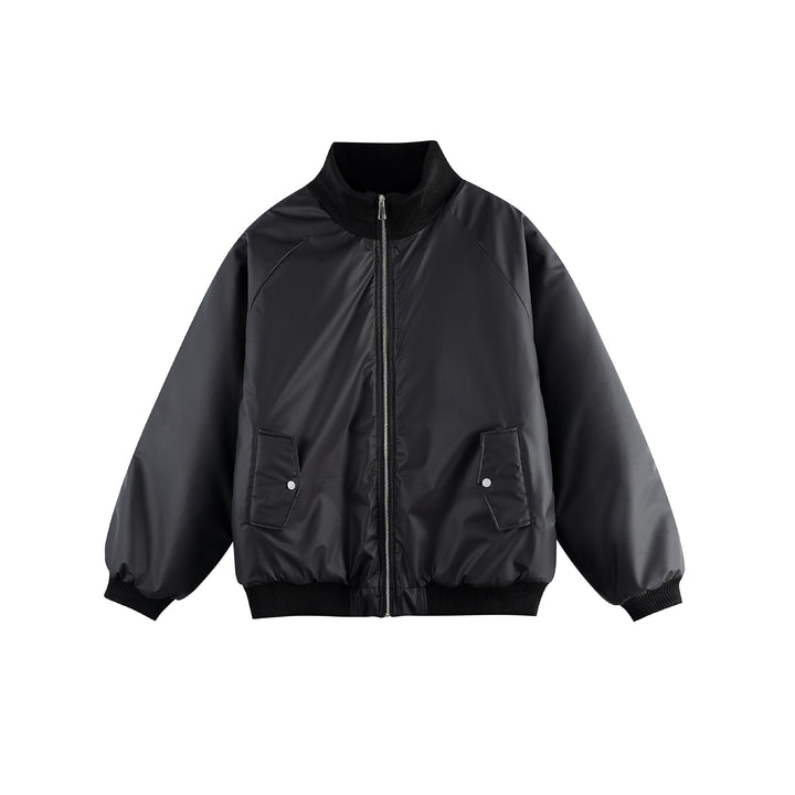 Damen Oversize Bomberjacke Drune mit Stehkragen, wattierter Fütterung und Pattentaschen