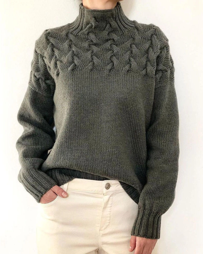 Drune Einzigartiger geflochtener Rollkragenpullover