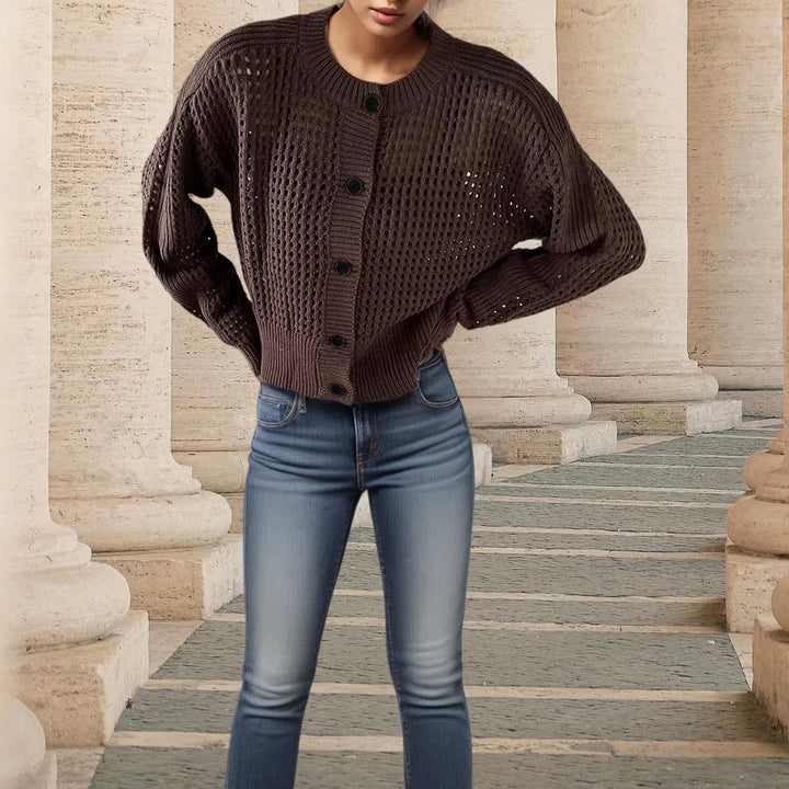 Damen luftiger Strick-Cardigan mit einzigartiger Maschenstruktur Drune