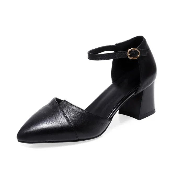Damen elegante Halbschuhe mit modischer Schnallenverzierung und stabilen Blockabsatz Drune