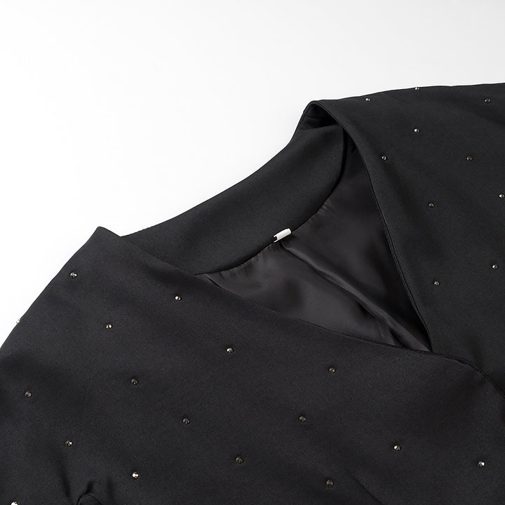 Damen elegante Blazerjacke mit funkelnden Details und dekorativen Taschen Drune