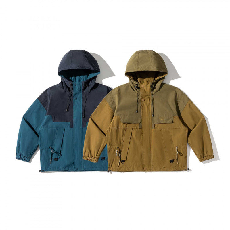Unisex Weitgeschnittene Utility-Fieldjacke mit Kapuze, Tunnelzug und Pattentaschen Drune